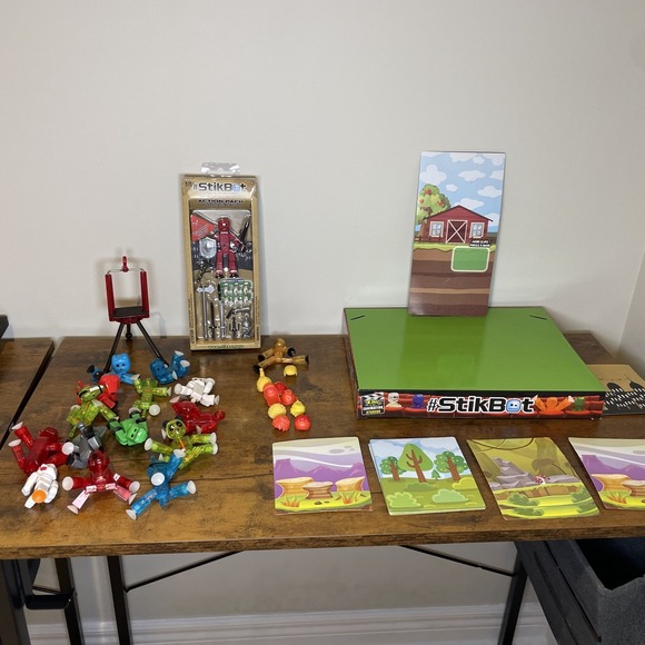 Zing Other - Stikbot Mixed Lot Animals, Figures, Action Packs, Stand, Stage and Backgrounds